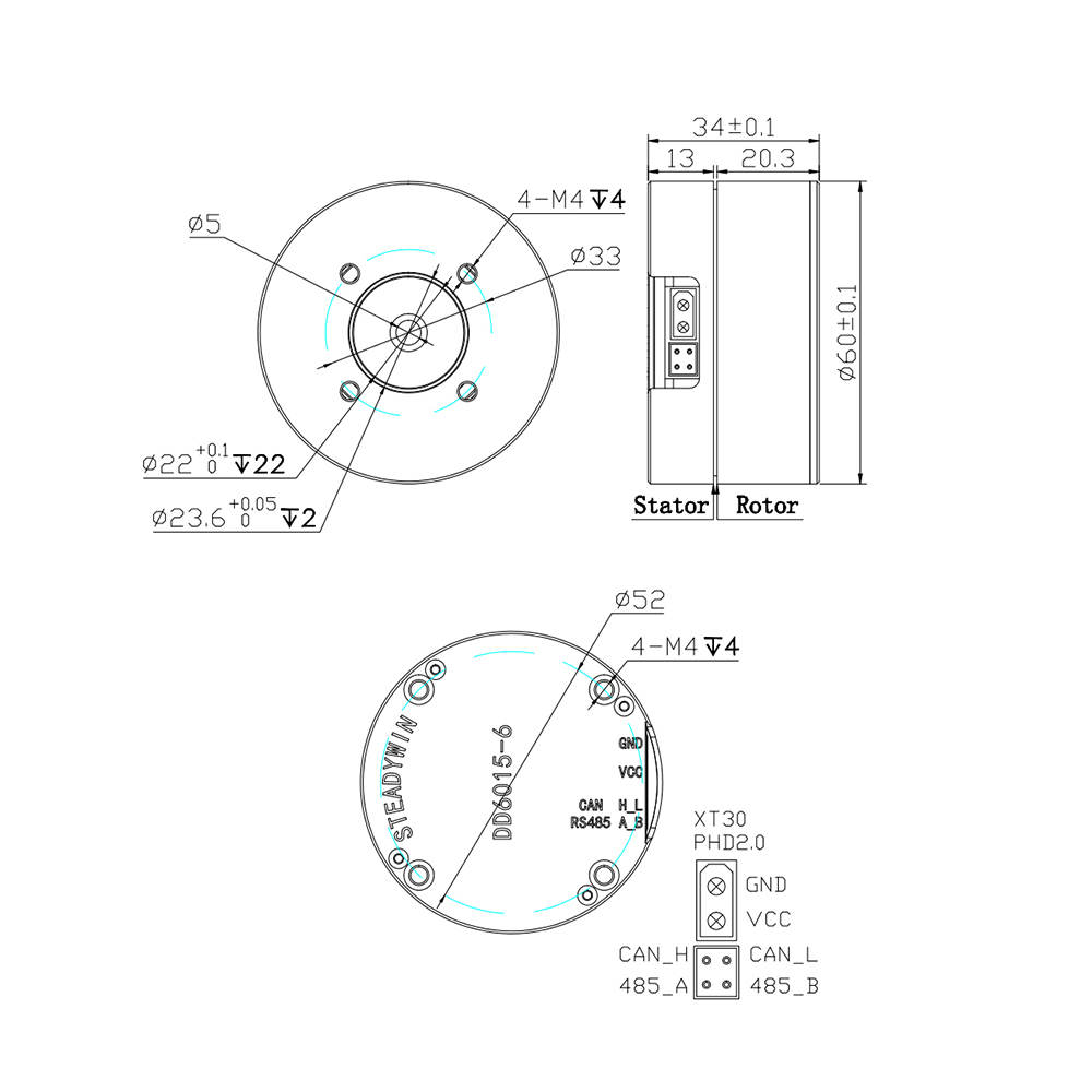 Direct Drive Servo Motor Robotics - DD6015 Direktantrieb-Servomotor - Gimbal, Nutzlaststabilisator, Robotergelenkmodul